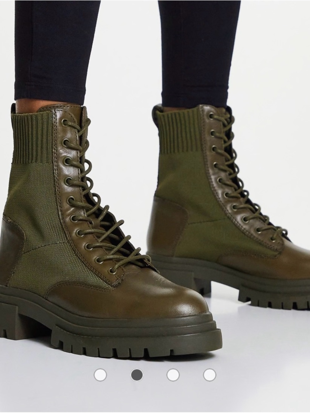 Aldo Reflow Green Knit Combat Boots - Women
